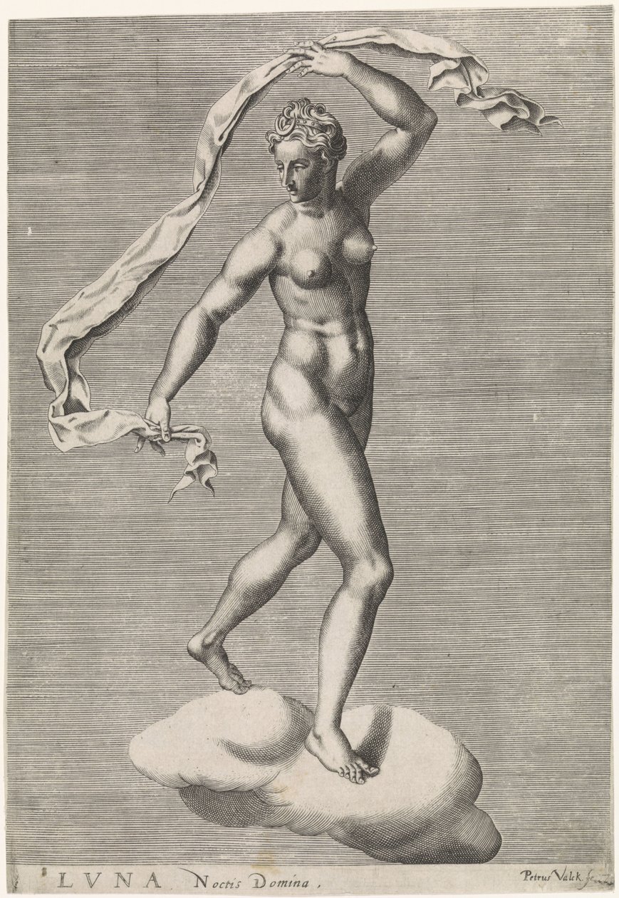 Diana als Luna auf einer Wolke von Pieter Valck
