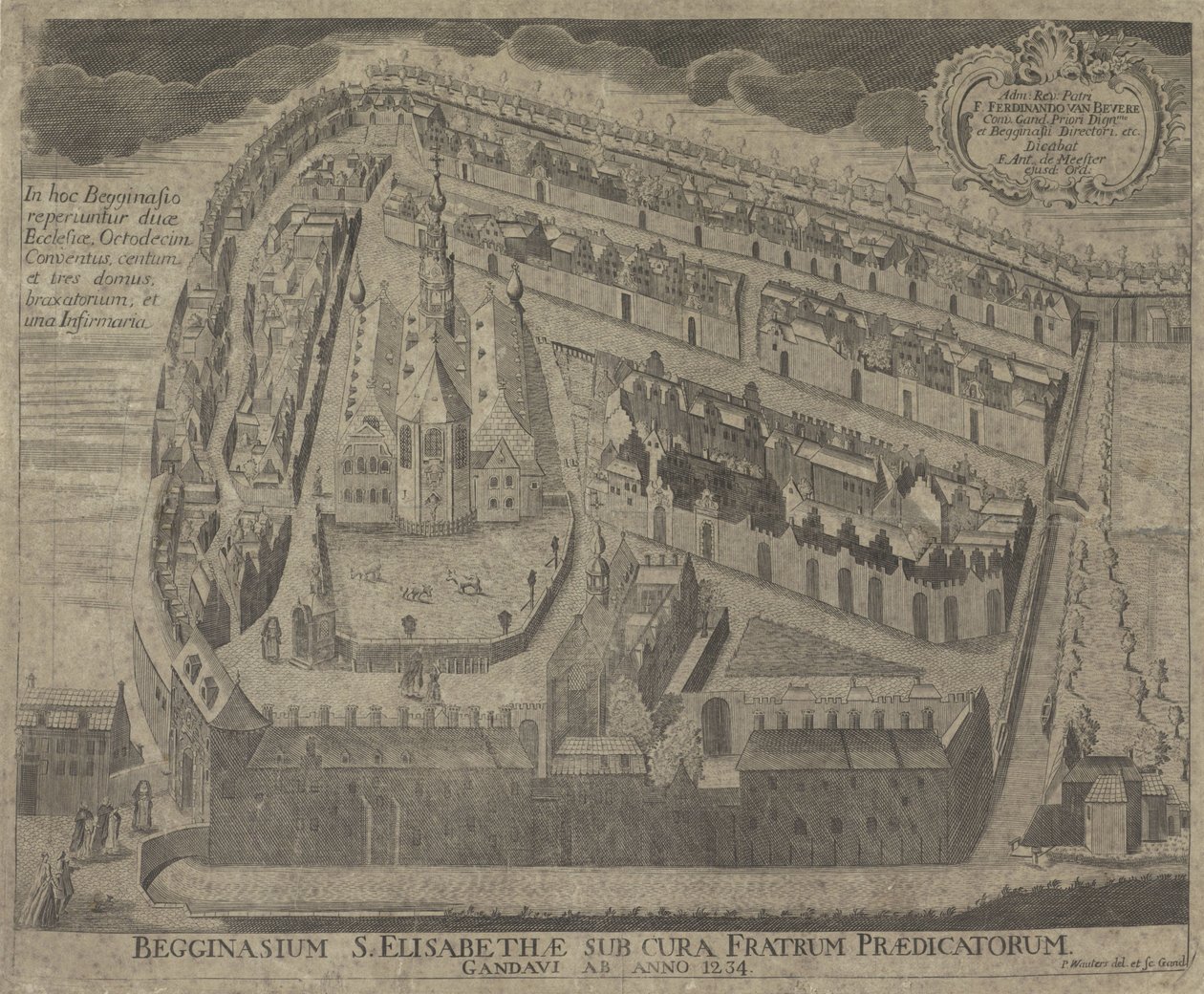 Ansicht des Sint-Elisabeth-Begijnhofs und der Sint-Elisabeth-Kirche in Gent von Pieter Wauters