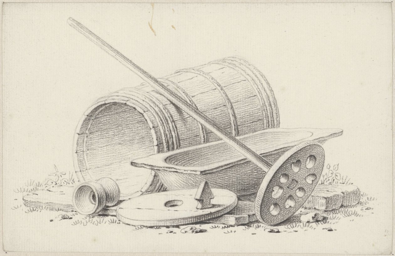 Stillleben mit einem Butterfass und Kübel von Pieter de Goeje
