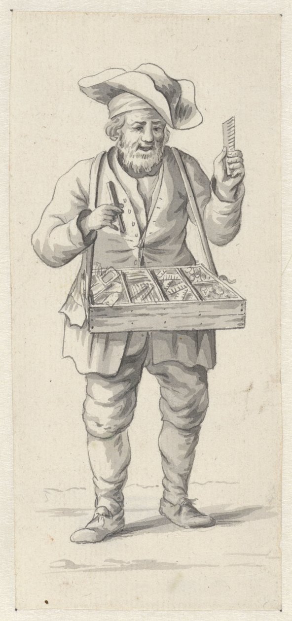 Straßenverkäufer mit Kämmen und Nadeln von Pieter de Goeje