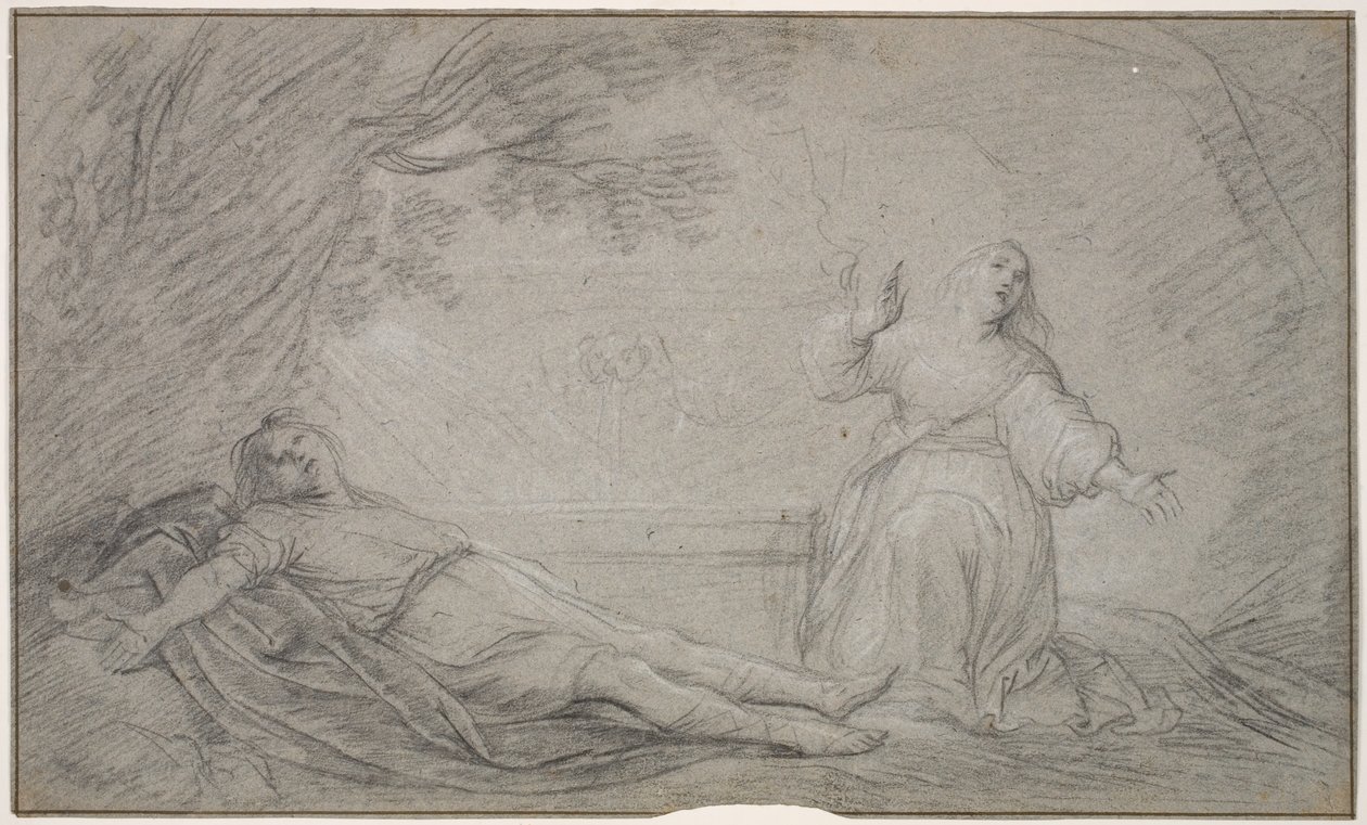 Eine mythologische Szene, die eine Frau zeigt, die um den Tod eines jungen Mannes trauert von Pieter de Grebber