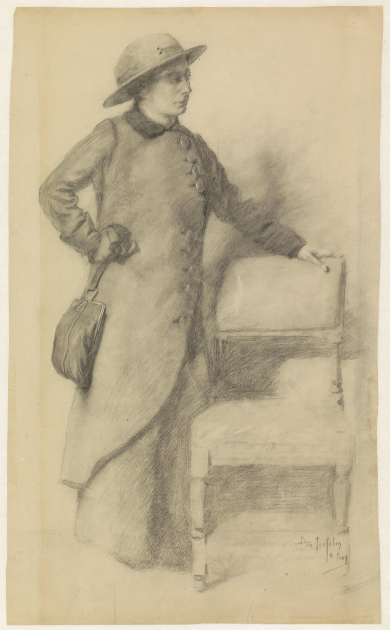 Stehende Dame mit Hut und Mantel von Pieter de Josselin