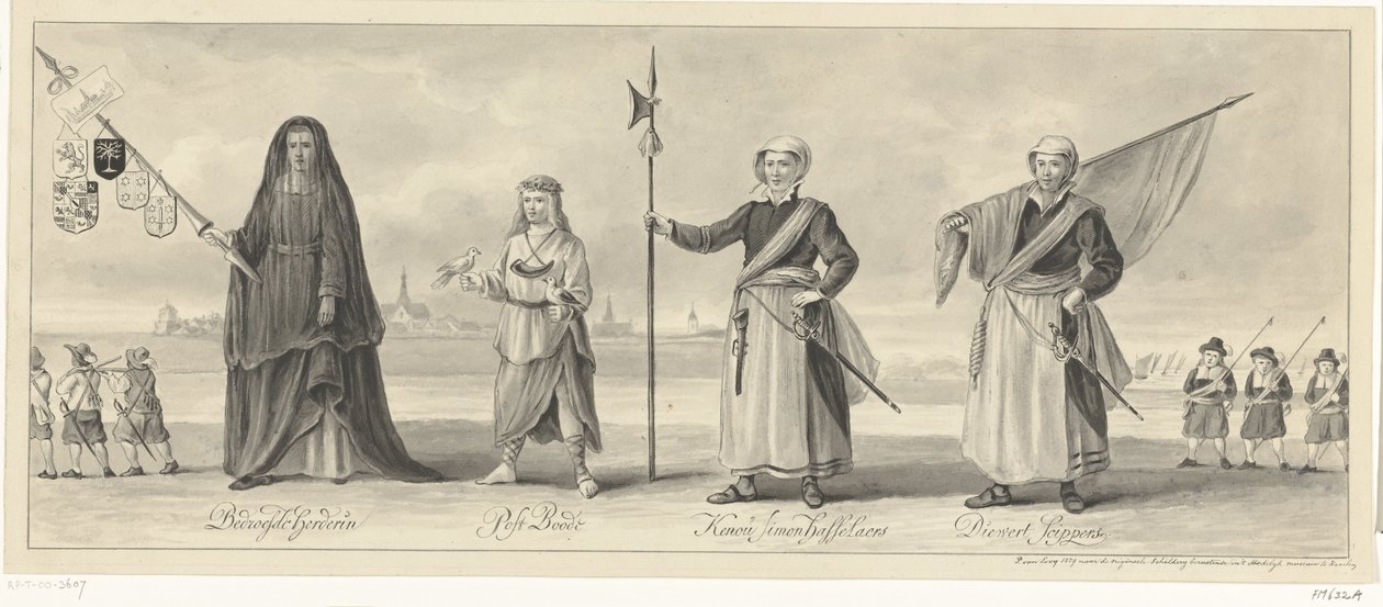 Prozession der Rederijkerskamer von Haarlem zur Erinnerung an die Belagerung von Haarlem, ca. 1660 von Pieter van Looy (signed by artist)