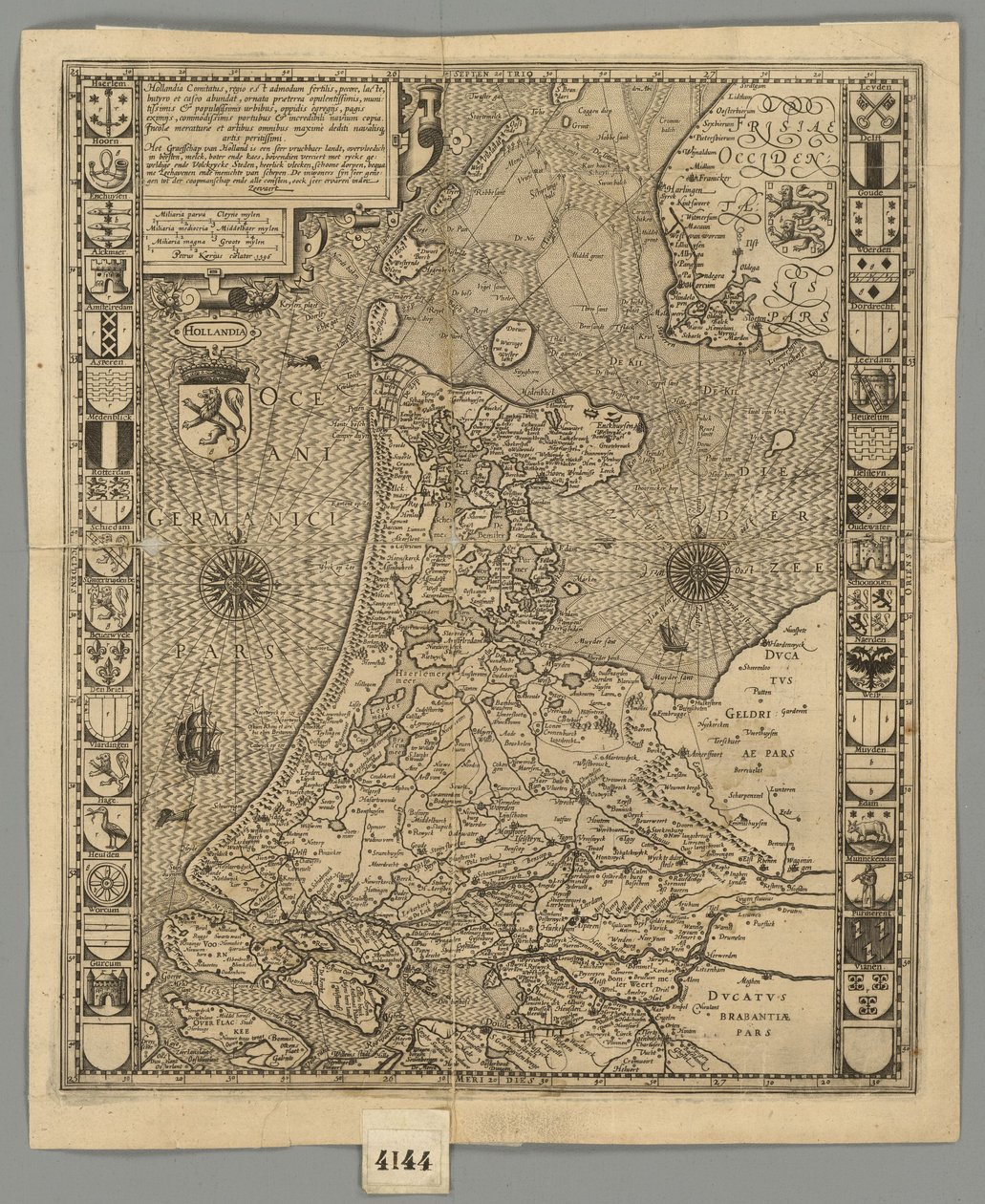 Hollandia Comitatus Kaerius, 1596 von Pieter van den Keere