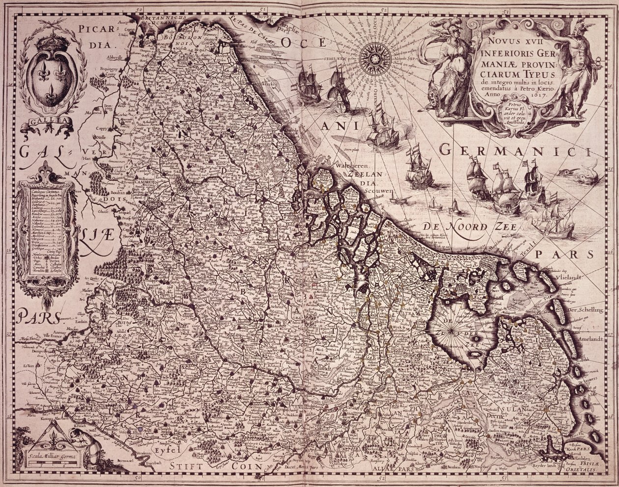 Karte der Provinz Vereinigte Niederlande von Pieter van den Keere