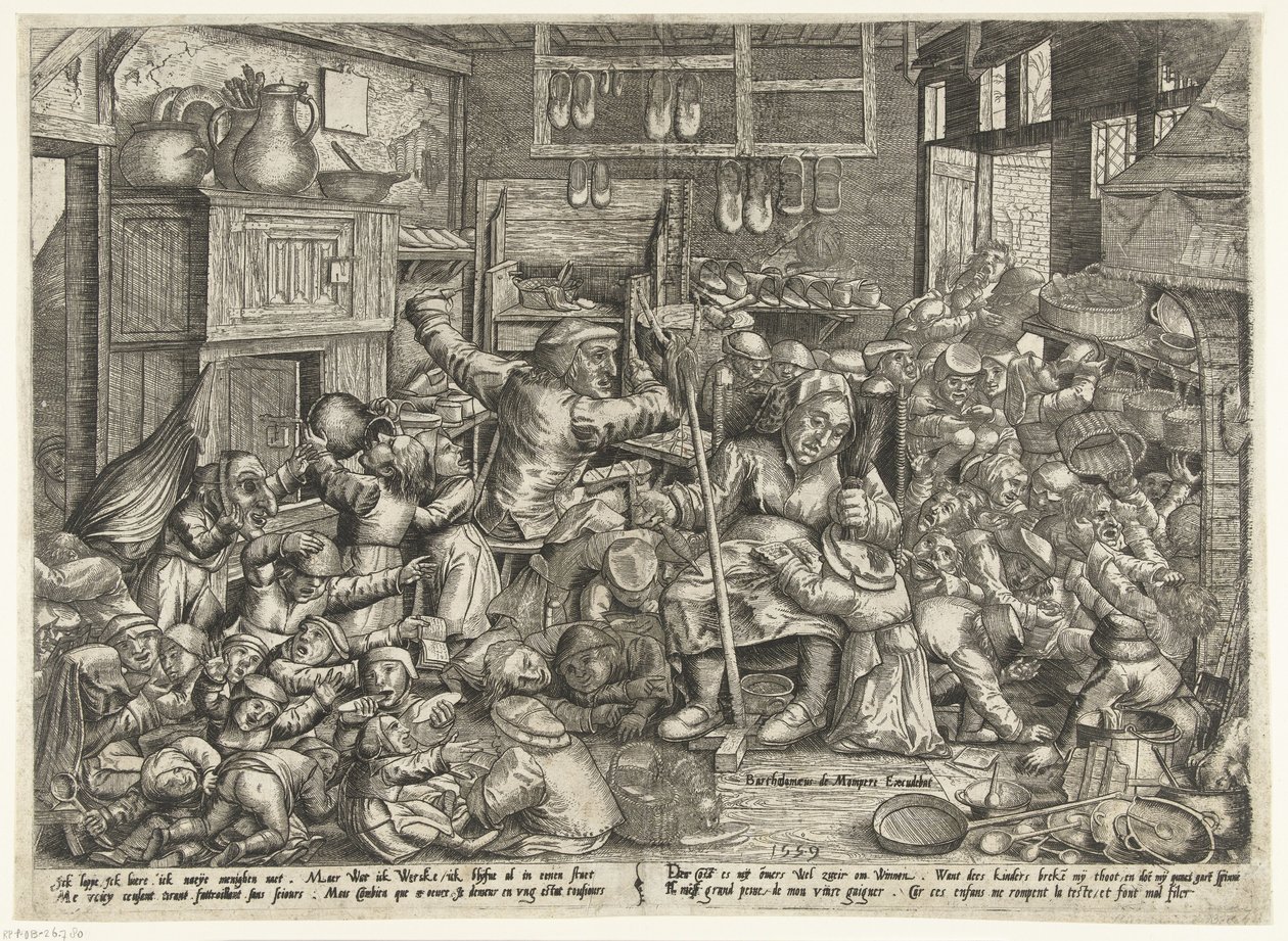 Der Schuster und die Spinnerin als Schulmeister von Pieter van der Borcht (I)