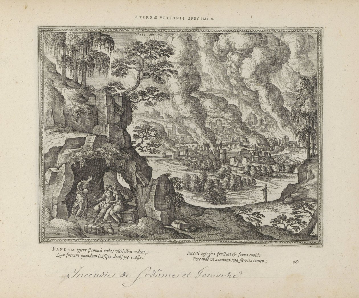 Zerstörung von Sodom und Gomorra / Lot und seine Töchter von Pieter van der Borcht (I)