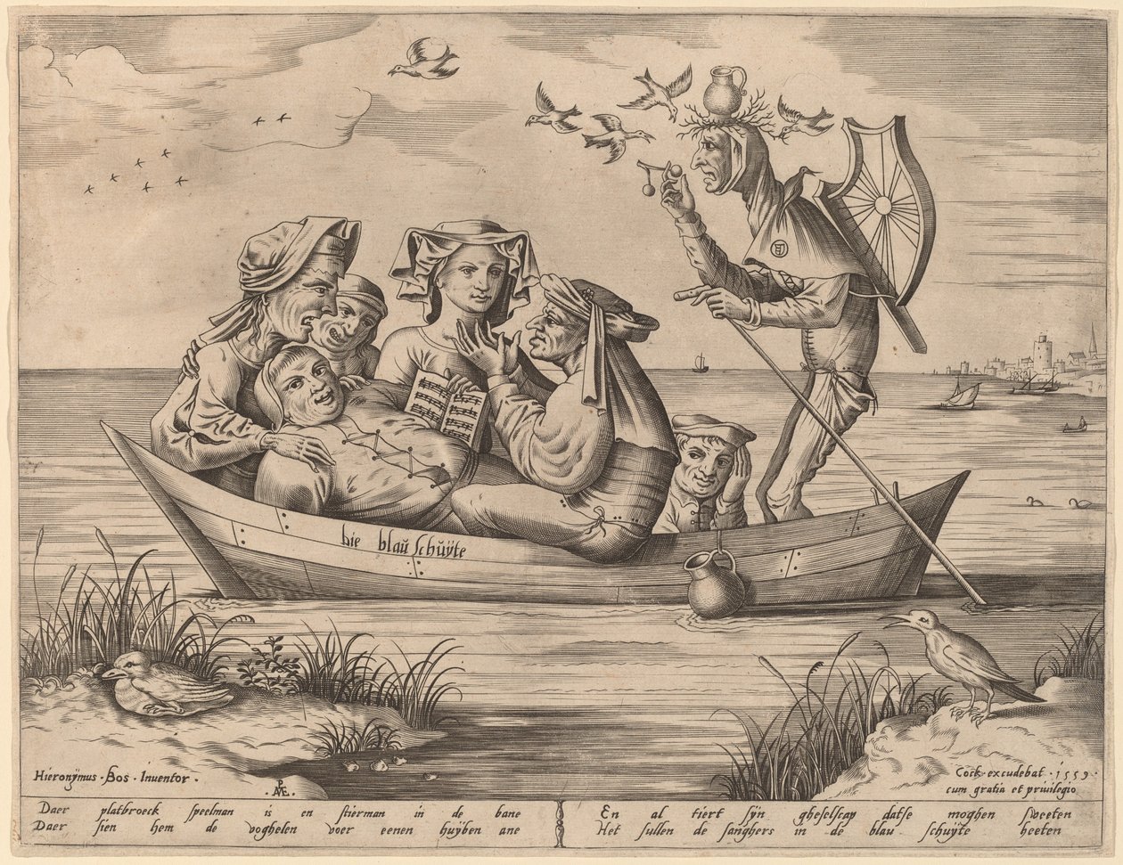 Die Blau Schuyte (Das Narrenschiff) von Pieter van der Heyden after Hieronymus Bosch