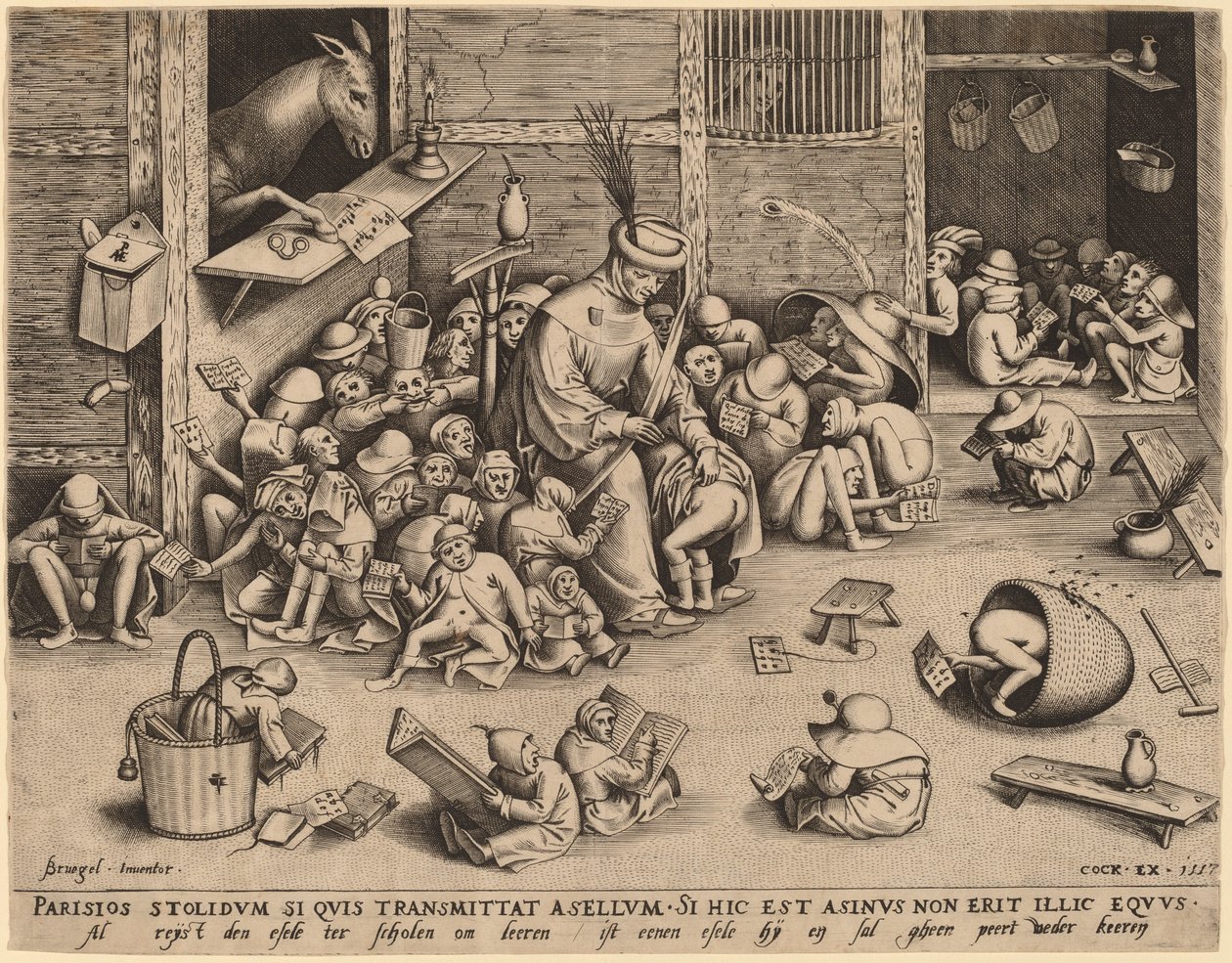 Der Esel in der Schule von Pieter van der Heyden after Pieter Bruegel the Elder