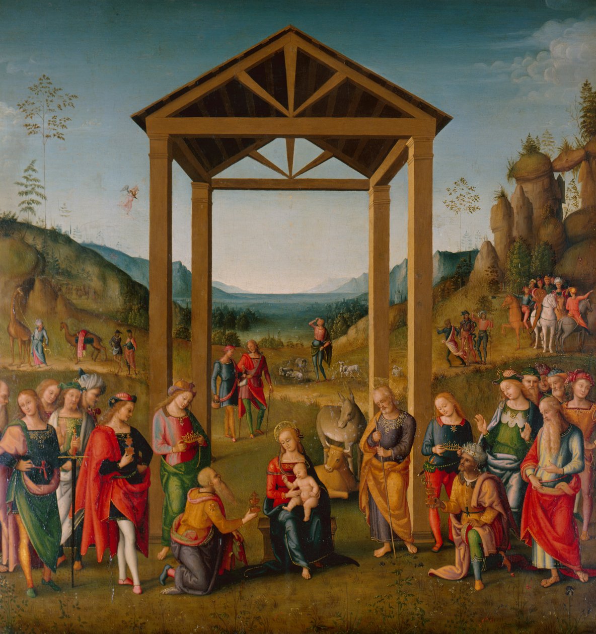 Die Anbetung der Heiligen Drei Könige von Pietro (workshop of) Perugino