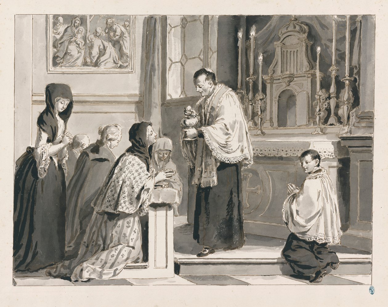 Heilige Kommunion oder Die Eucharistie aus Die sieben Sakramente von Pietro Antonio Novelli