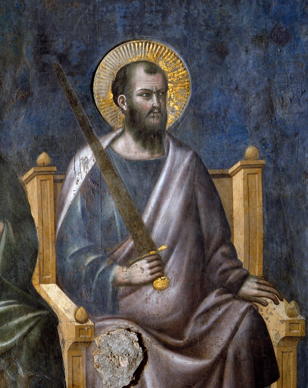 Das Jüngste Gericht: (Detail) des Apostels Paulus (Fresko) von Pietro Cavallini
