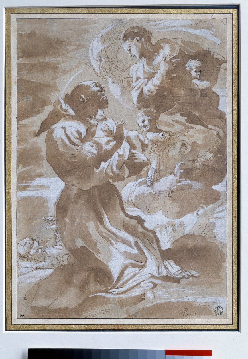 Die Jungfrau vertraut das Jesuskind dem Heiligen Franz von Assisi an von Pietro Faccini