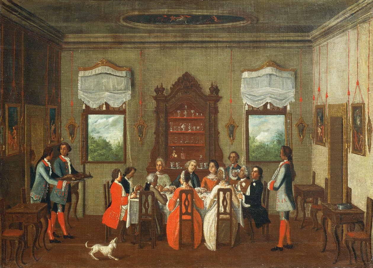 Mittagessen in der Villa, aus der Schule von Pietro Longhi von Pietro Longhi