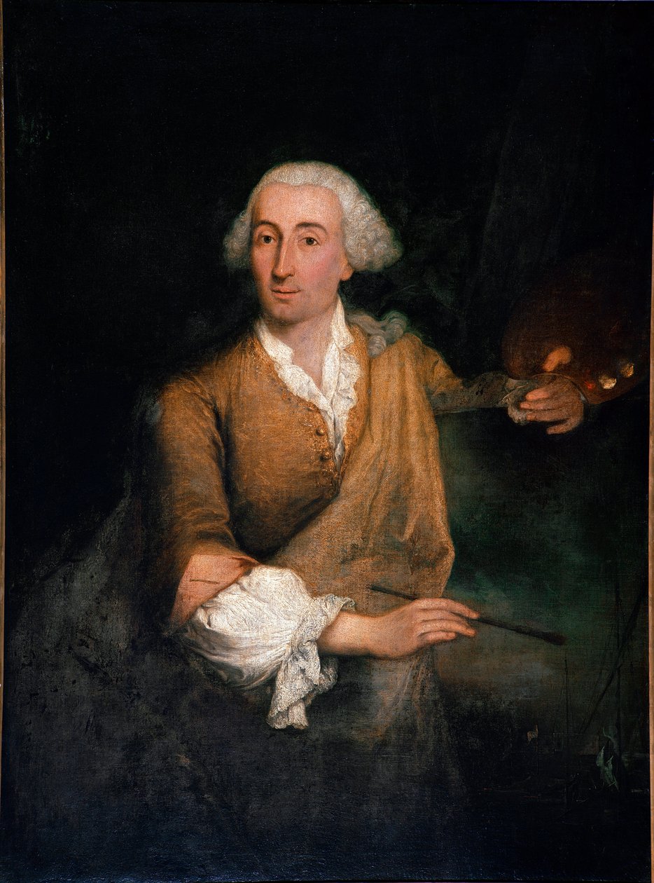 Porträt des Malers Francesco Guardi (1712-1793) im Alter von 52 Jahren. Gemälde von Pietro Longhi (1702-1785) 1764. Venedig, Ca