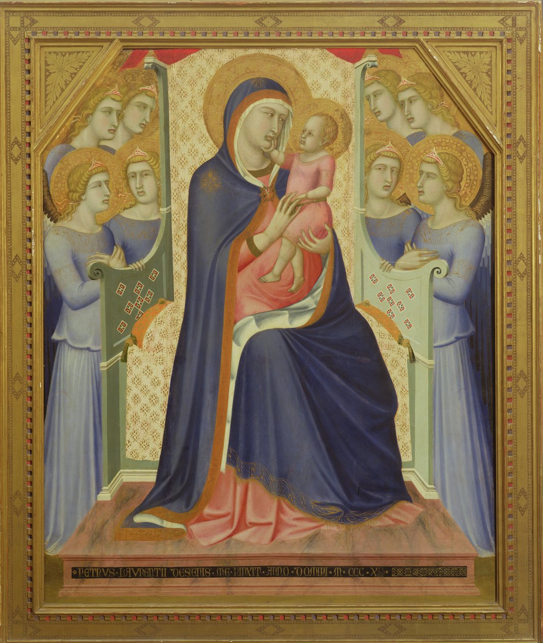 Jungfrau und Kind auf dem Thron mit Engeln, 1340 von Pietro Lorenzetti