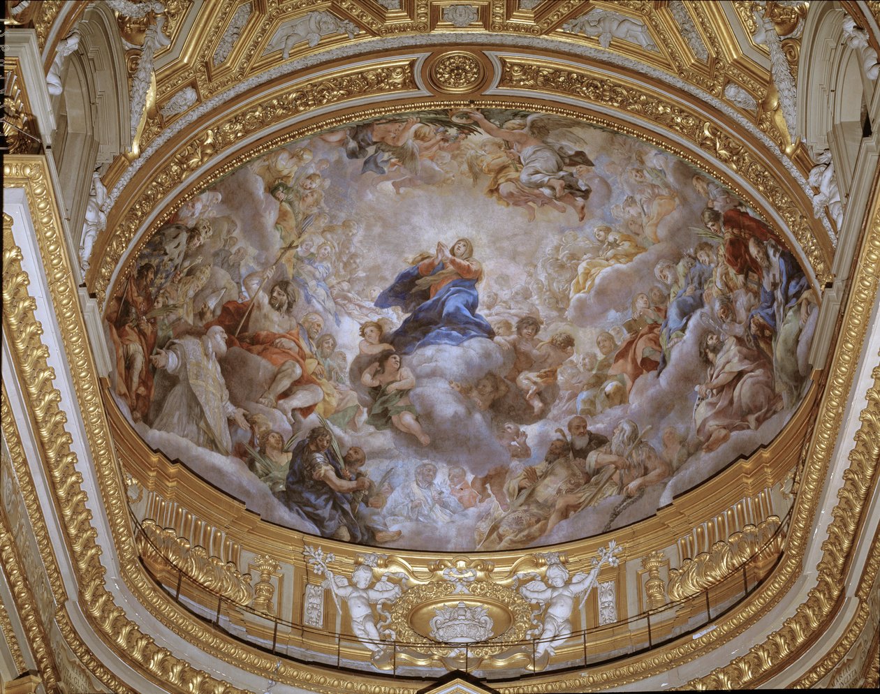 Mariä Himmelfahrt Fresko von Pietro da Cortona (1596-1669) 1652 Rom, Chiesa di Santa Maria in Vallicella Italien von Pietro da Cortona