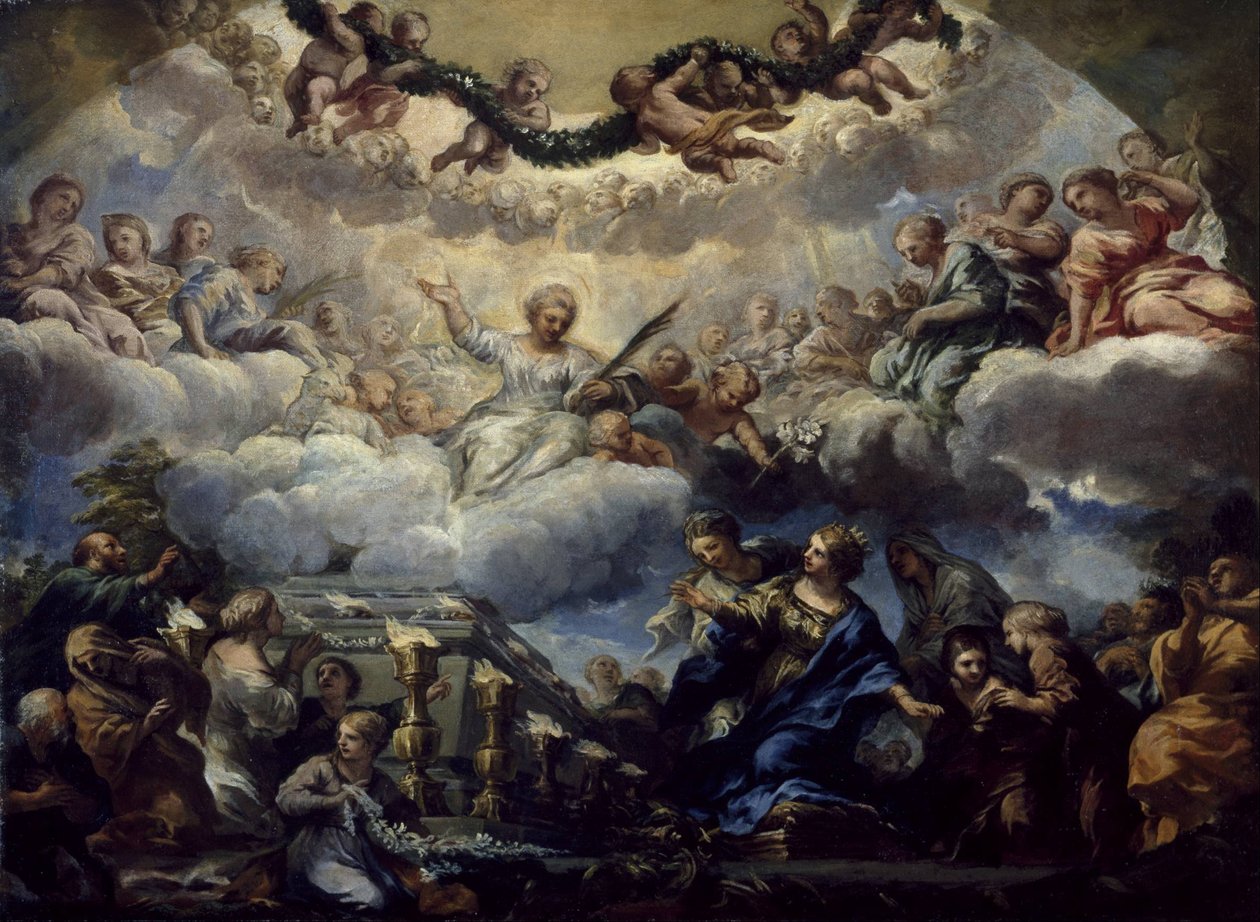 Die Vision der heiligen Konstantia vor dem Grab der Heiligen Agnes und Emerentiana von Pietro da Cortona