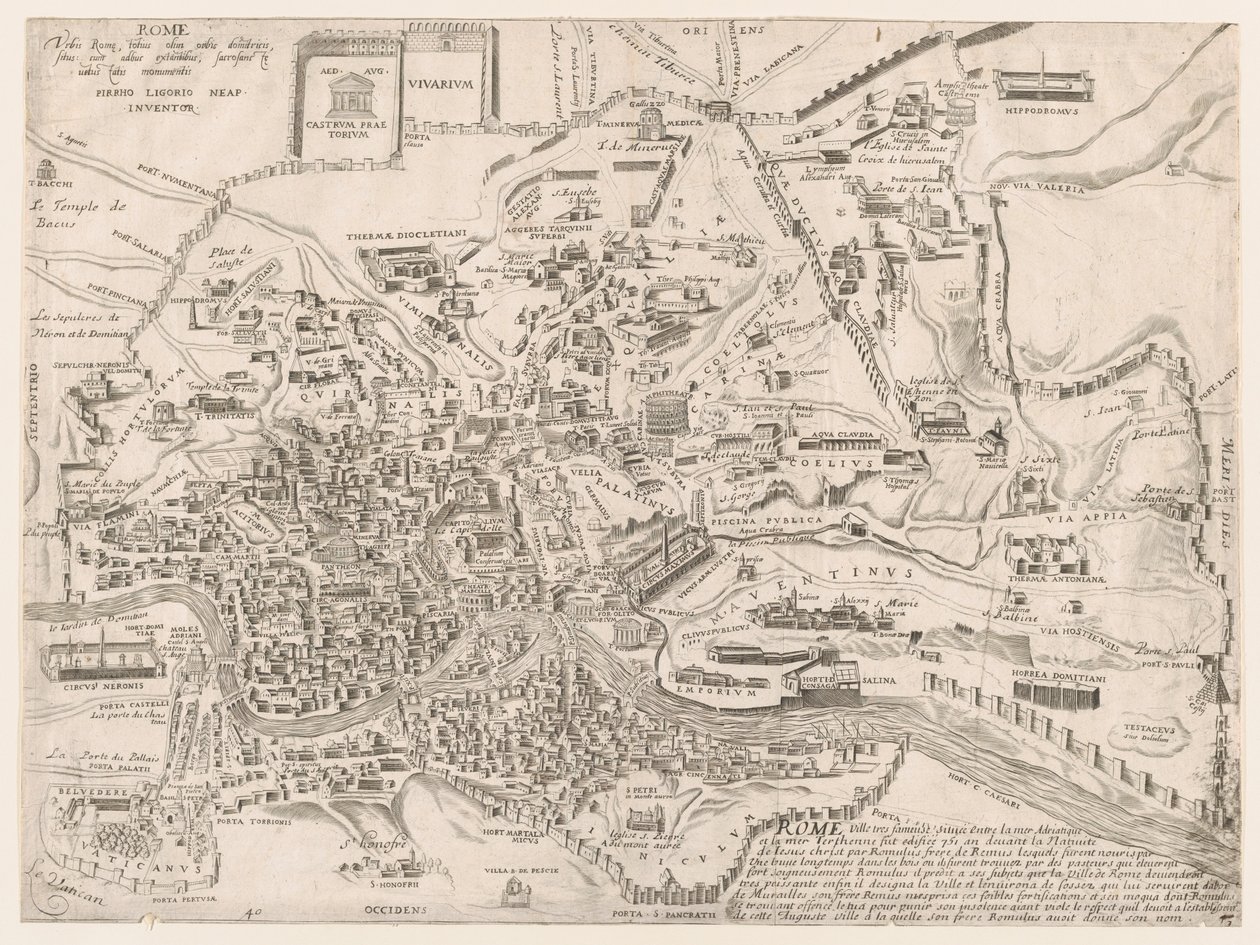 Speculum Romanae Magnificentiae: Plan des antiken Rom, 16. Jahrhundert von Pirro Ligorio