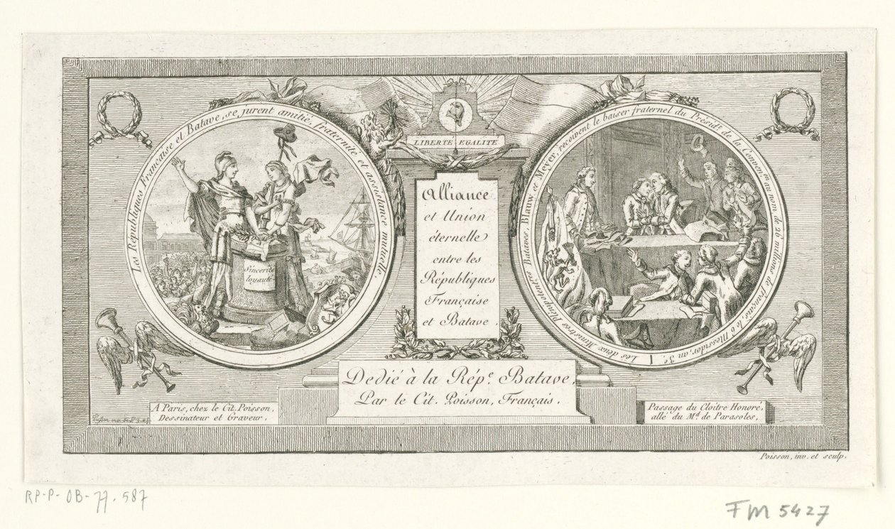 Medaille auf die Allianz zwischen der französischen und der Batavischen Republik, 1795 von Poisson