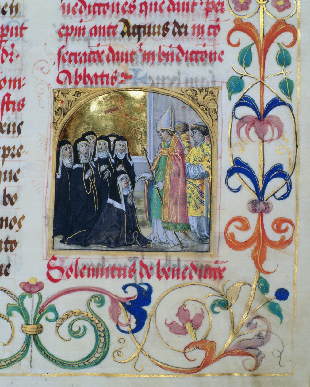 Bischof segnet die Nonnen aus dem Pontifikale von Bischof Erasmus Ciolek, ca. 1510 von Polish School
