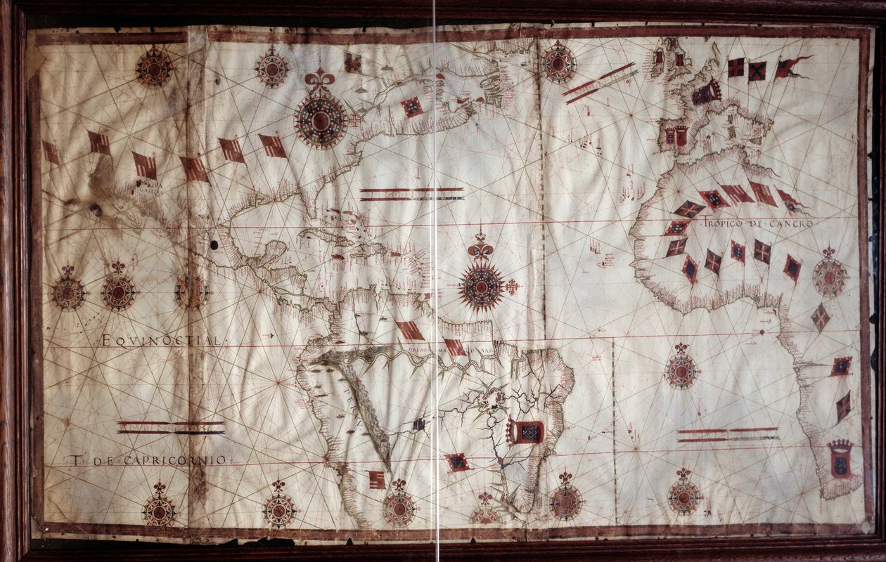 Portulan des Atlantiks und Pazifiks von Portuguese School