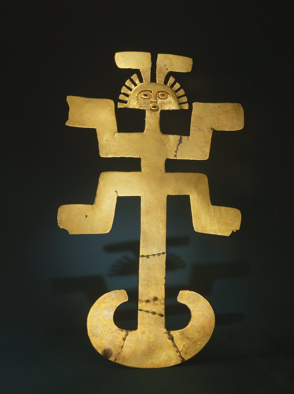 Gegossenes Tumbaga-Bruststück, Tolima-Stil von Pre Columbian