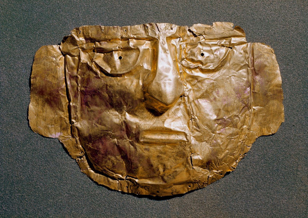 Präkolumbianische Zivilisation (Peru): Goldmaske aus der Zeit vor der spanischen Eroberung. 15. Jahrhundert Madrid, Museo de America von Pre Columbian