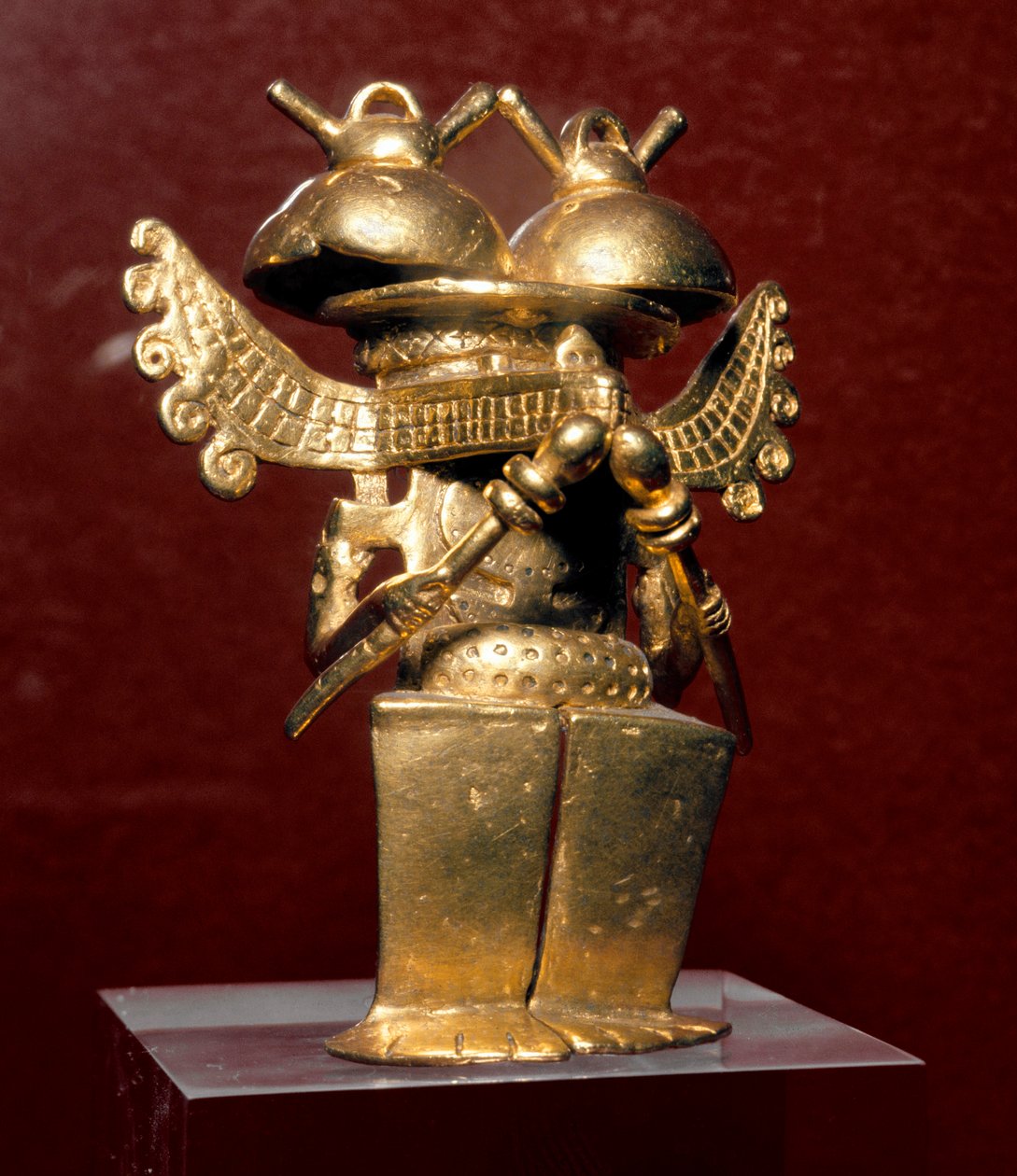 Präkolumbianische Kunst, Quimbaya-Zivilisation (Kolumbien): Anthropomorphe Statuette aus Gold. 400-1400 n. Chr. Madrid, Museo de America von Pre Columbian Pre Columbian