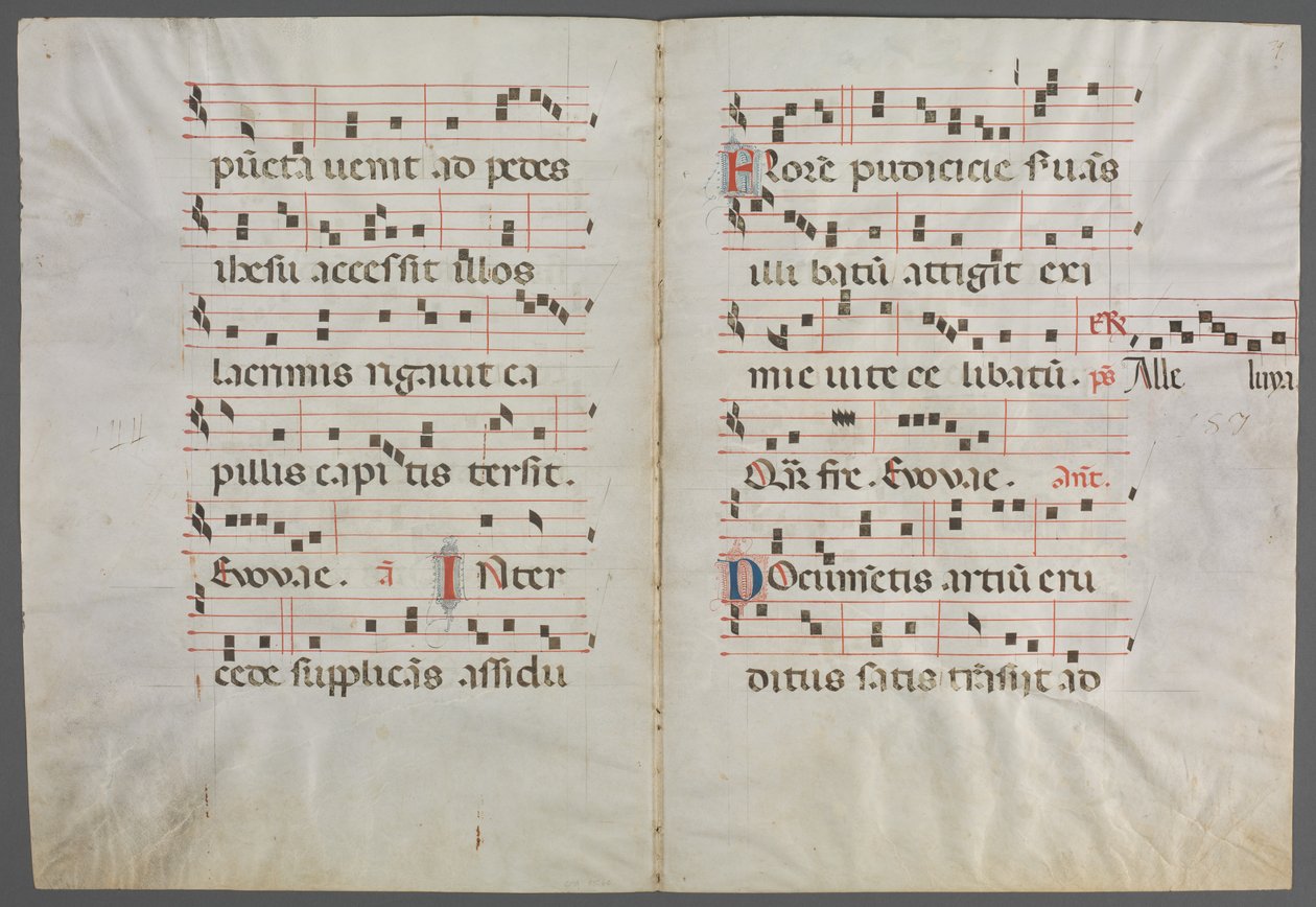 Bifolium aus einem Antiphonar: Musik, ca. 1320-1340 von Primo Miniatore di San Domenico