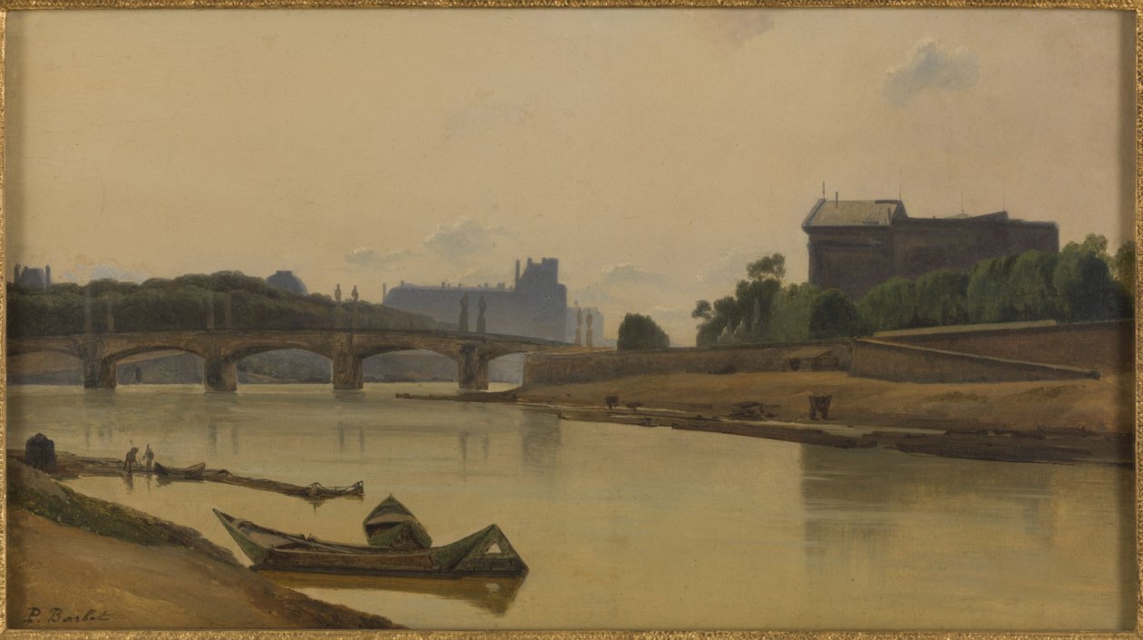 Le pont de la Concorde vu du quai de la Conférence, ca. 1830 von Prosper Barbot
