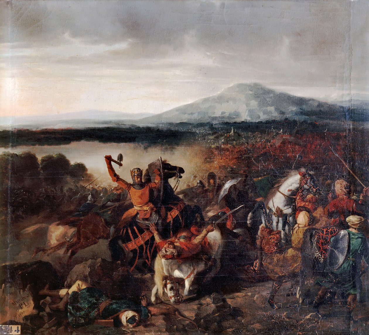 Roger I. von Sizilien in der Schlacht von Cerami im Jahr 1061 von Prosper Lafaye or Lafait