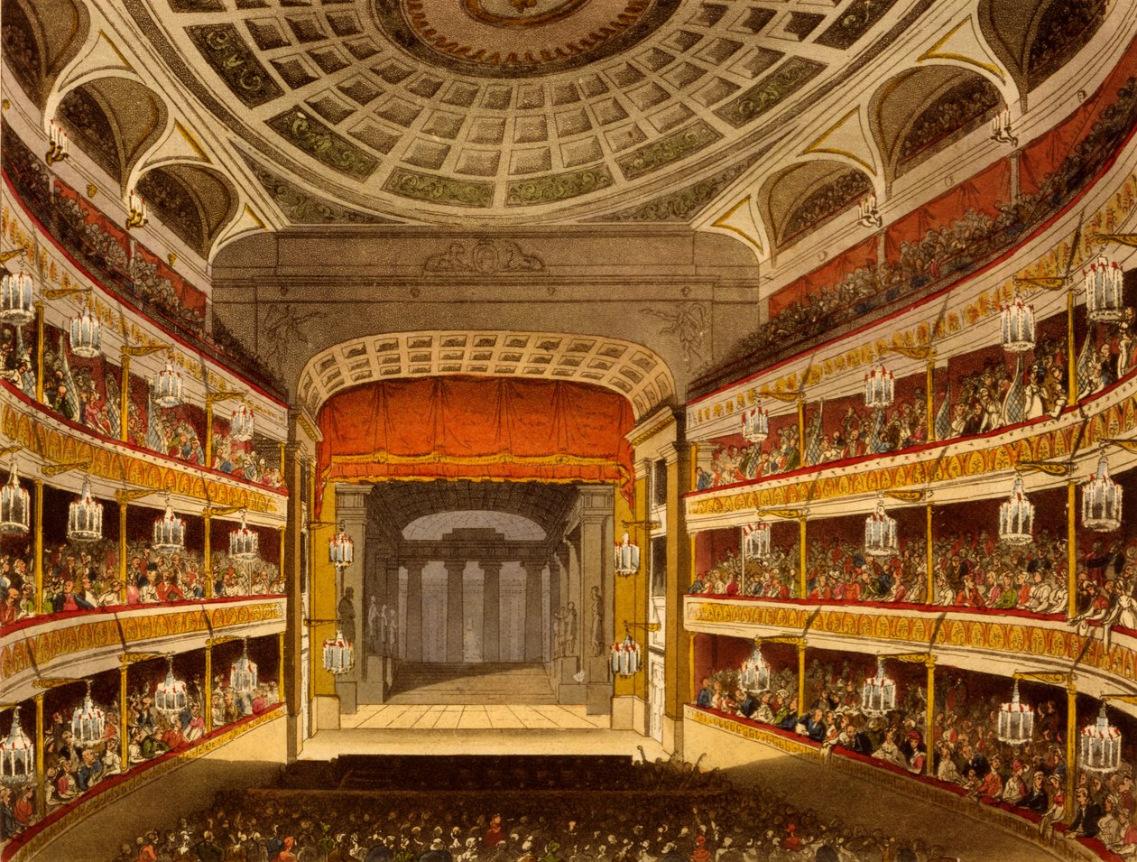 Neues Covent Garden Theatre, aus Microcosm of London, 1810 von R. Ackermann von Pugin and Rowlandson