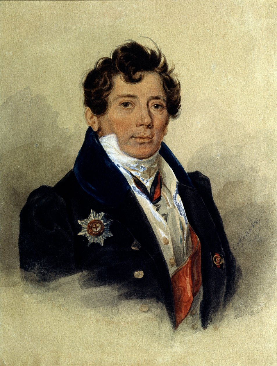 Porträt von Alexander Turgenev (1784-1846), Historiker und russischer Staatsmann. Lithographie von Pyotr Fyodorovich Sokolov (1791-1848) 1816 Puschkin-Museum, Sankt Petersburg von Pyotr Fyodorovich Sokolov