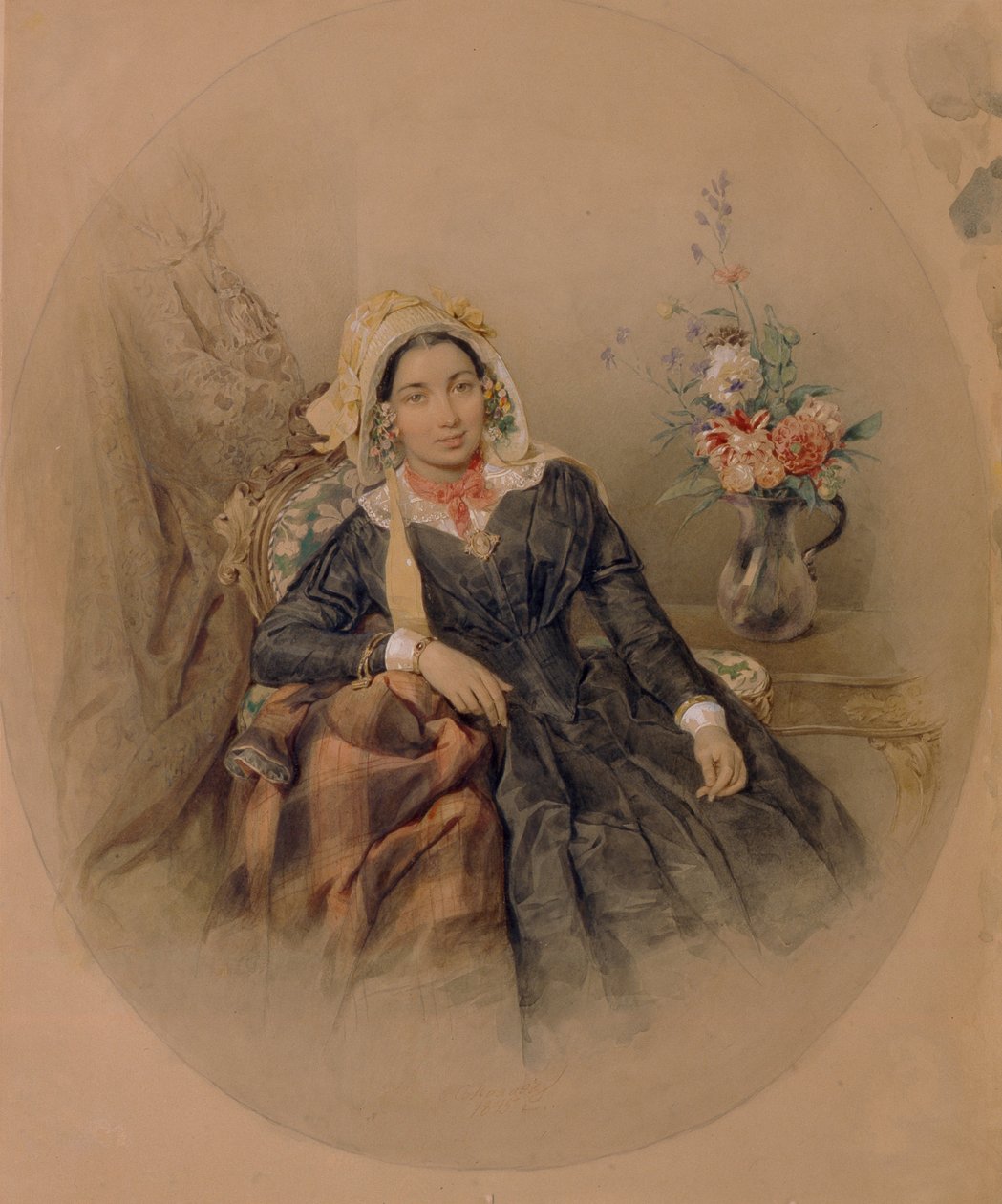 Porträt der Baronin Iuliania Ivanovna Klodt von Jürgensburg, 1845 von Pyotr Fyodorovich Sokolov