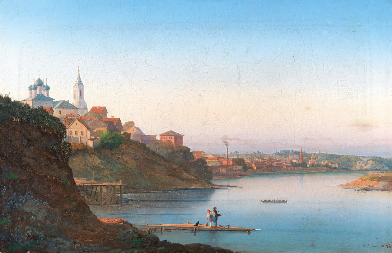 Die Dormitionskirche auf Krutitsy in Moskau mit dem Simonov-Kloster im Hintergrund, 1858 von Pyotr Sergeevich Stepanov
