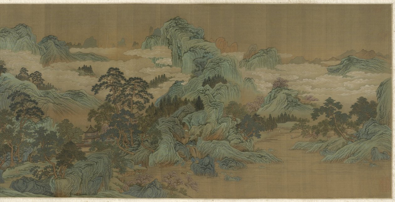 Flusslandschaft in Blau und Grün, 17.-18. Jahrhundert von Qing Dynasty Chinese School