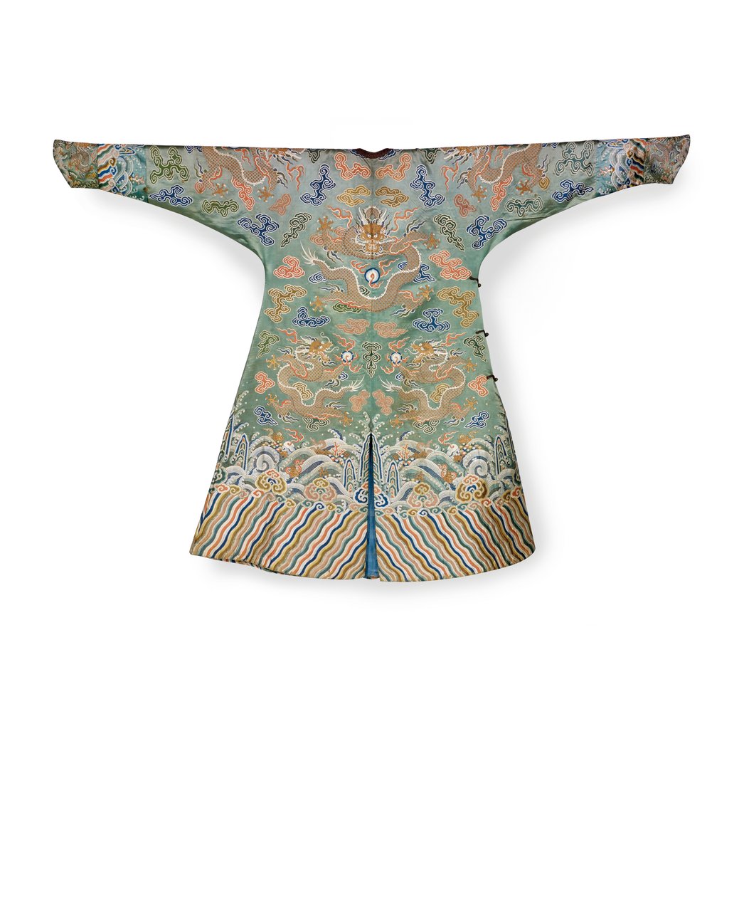 Celadon Seidenhofkleid für eine kaiserliche Prinzessin, Jifu, China von Qing Dynasty Chinese School
