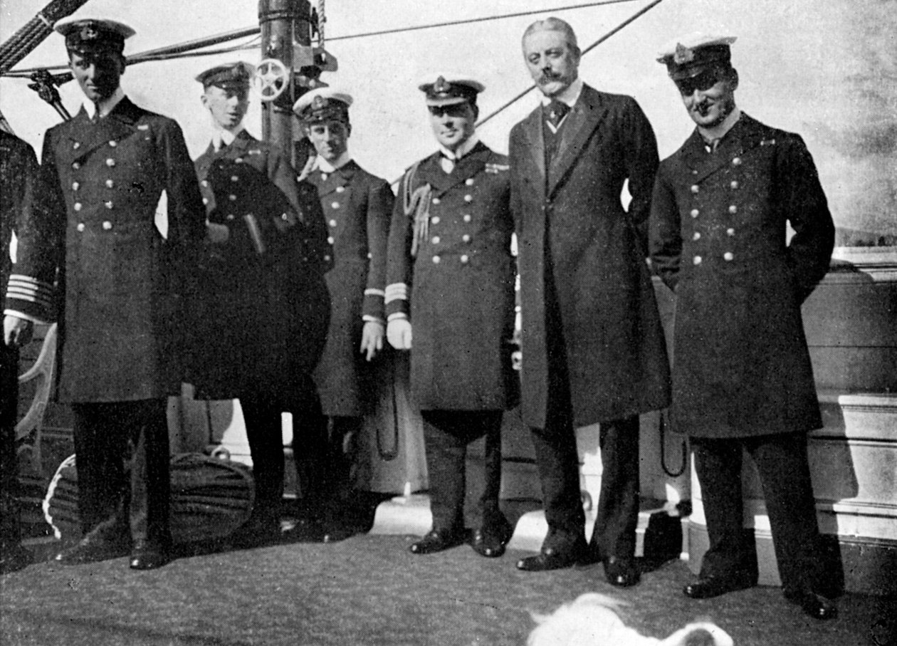 An Bord der königlichen Yacht Victoria und Albert III, Christiania Oslo, Norwegen, 1908 von Queen Alexandra