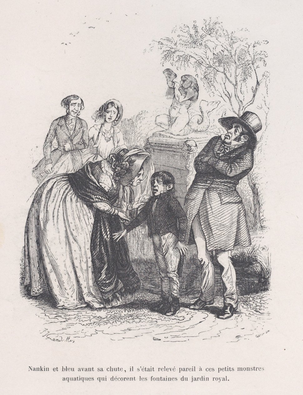 Er stieg auf wie diese kleinen Seeungeheuer, die die Brunnen schmücken, aus dem Kleinen Elend, 1843 von Quichon
