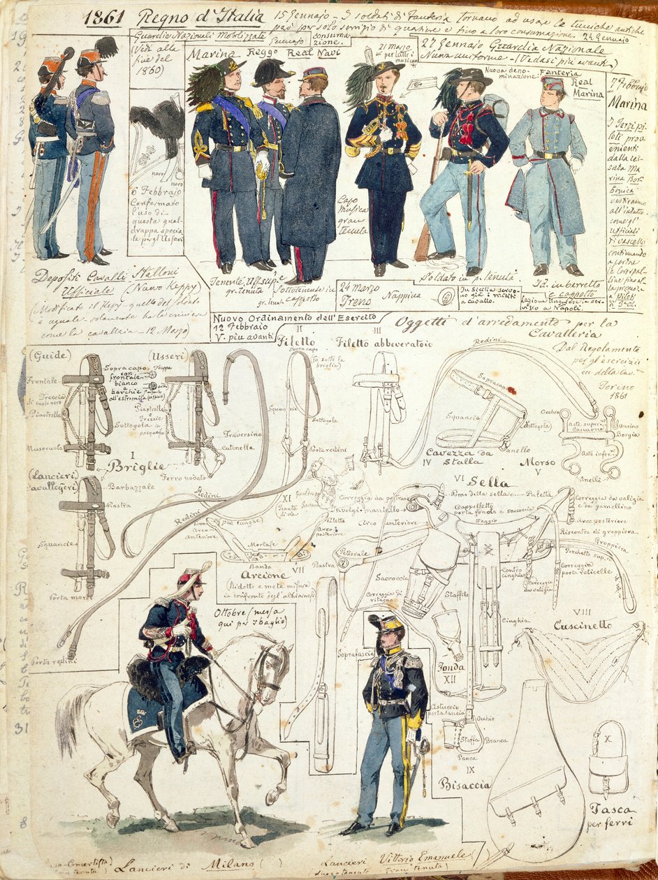 Uniformen und Ausrüstung verschiedener Kräfte des Königreichs Italien von Quinto Cenni, Farbtafel von Quinto Cenni