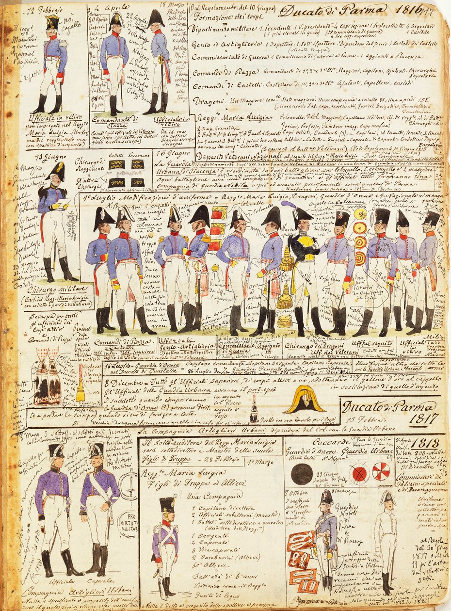 Verschiedene Uniformen des Herzogtums Parma von Quinto Cenni