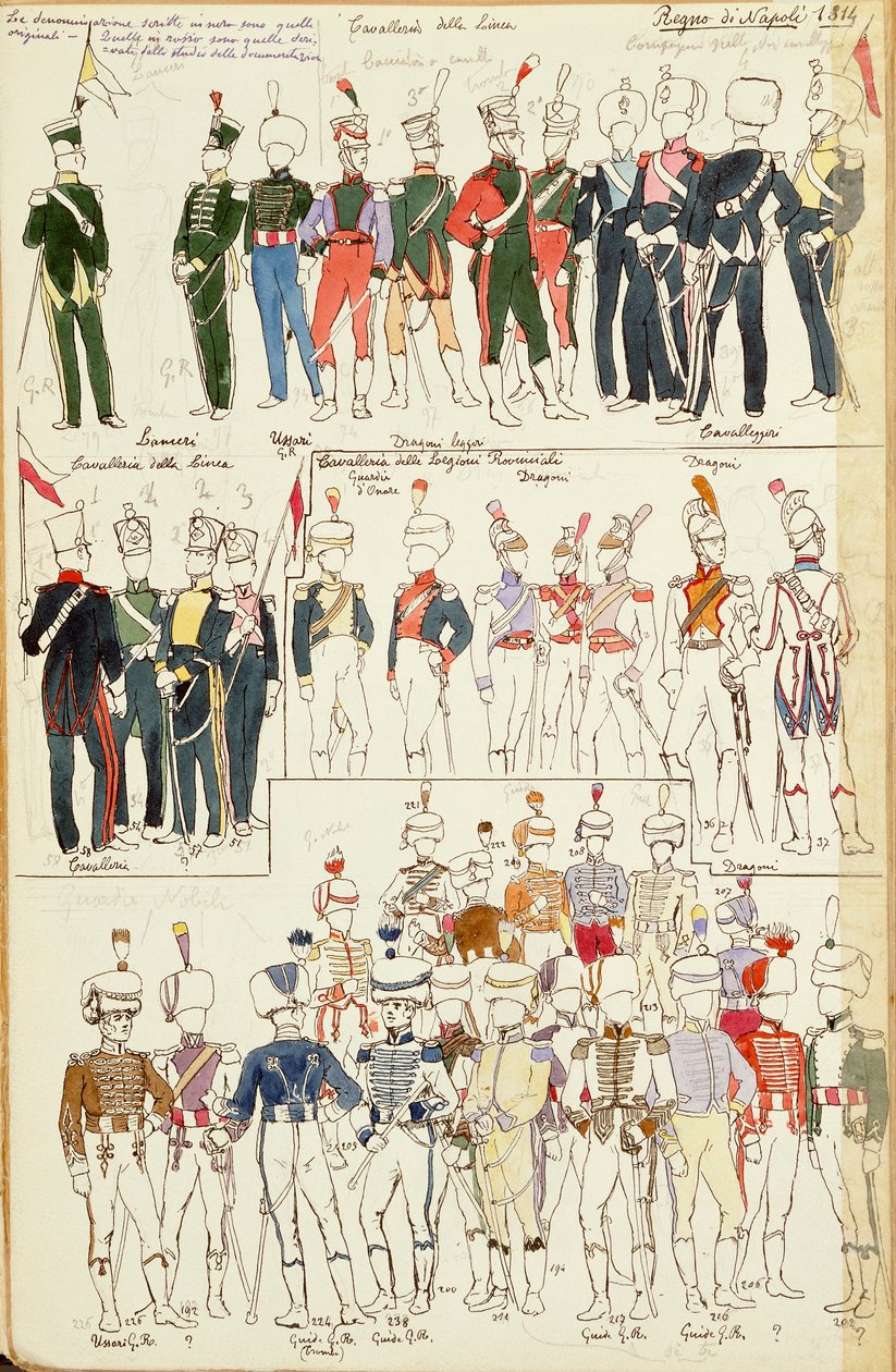 Verschiedene Uniformen des Königreichs Neapel von 1814 von Quinto Cenni