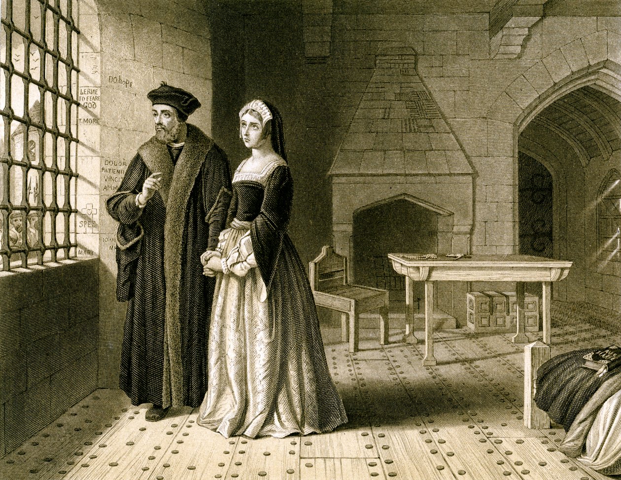 Sir Thomas More 1478-1535 und seine Tochter Margaret, 19. Jahrhundert von R Anderson