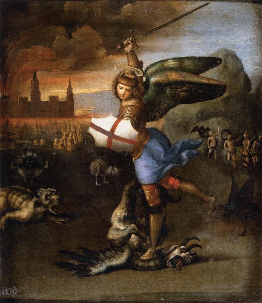 Heiliger Michael und der Drache von Raffaello Sanzio Raphael
