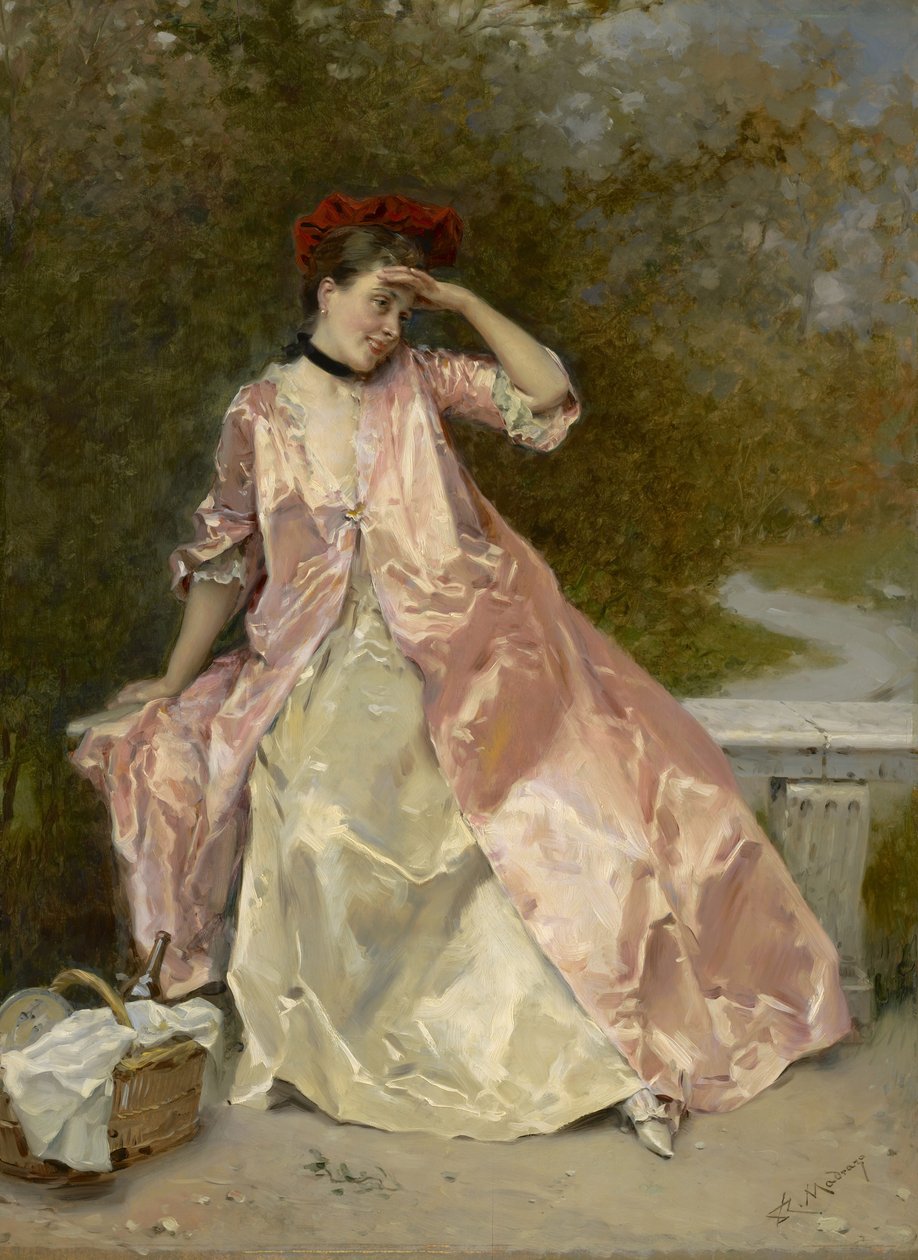 Frau mit Picknickkorb, ca. 1890 von Raimundo de Madrazo y Garreta