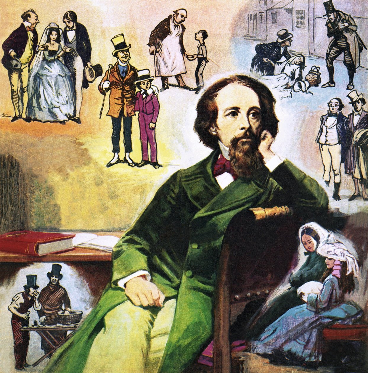 Charles Dickens mit seinen Charakteren von Ralph Bruce