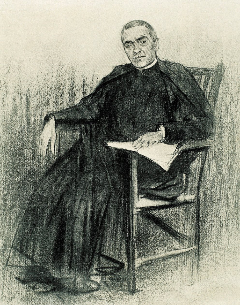 Porträt des katalanischen Dichters Jacint Verdaguer (1845-1902) (Zeichnung) von Ramon Casas i Carbo