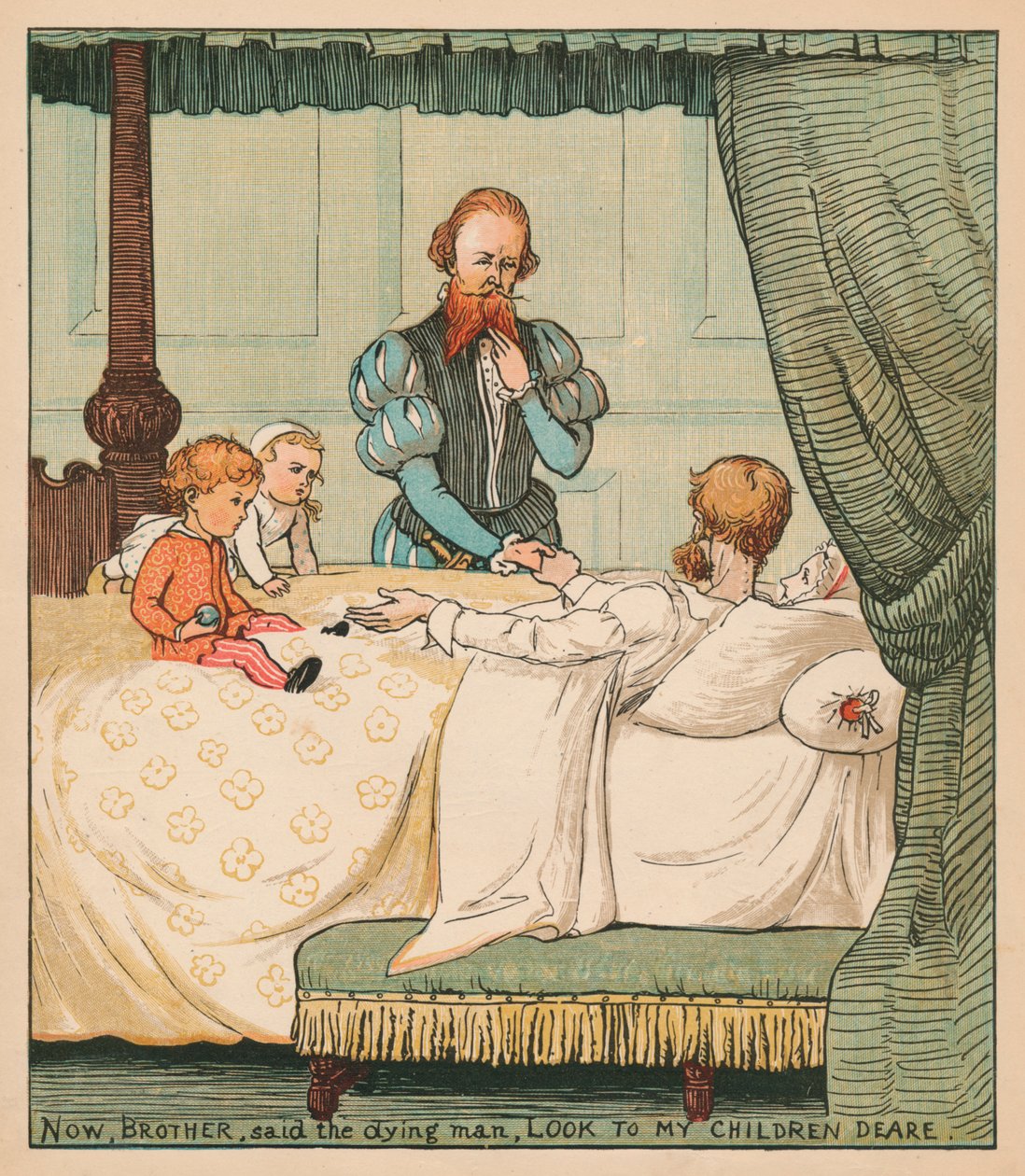 Nun, Bruder, sagte der sterbende Mann, kümmere dich um meine Kinder, ca. 1878 von Randolph Caldecott