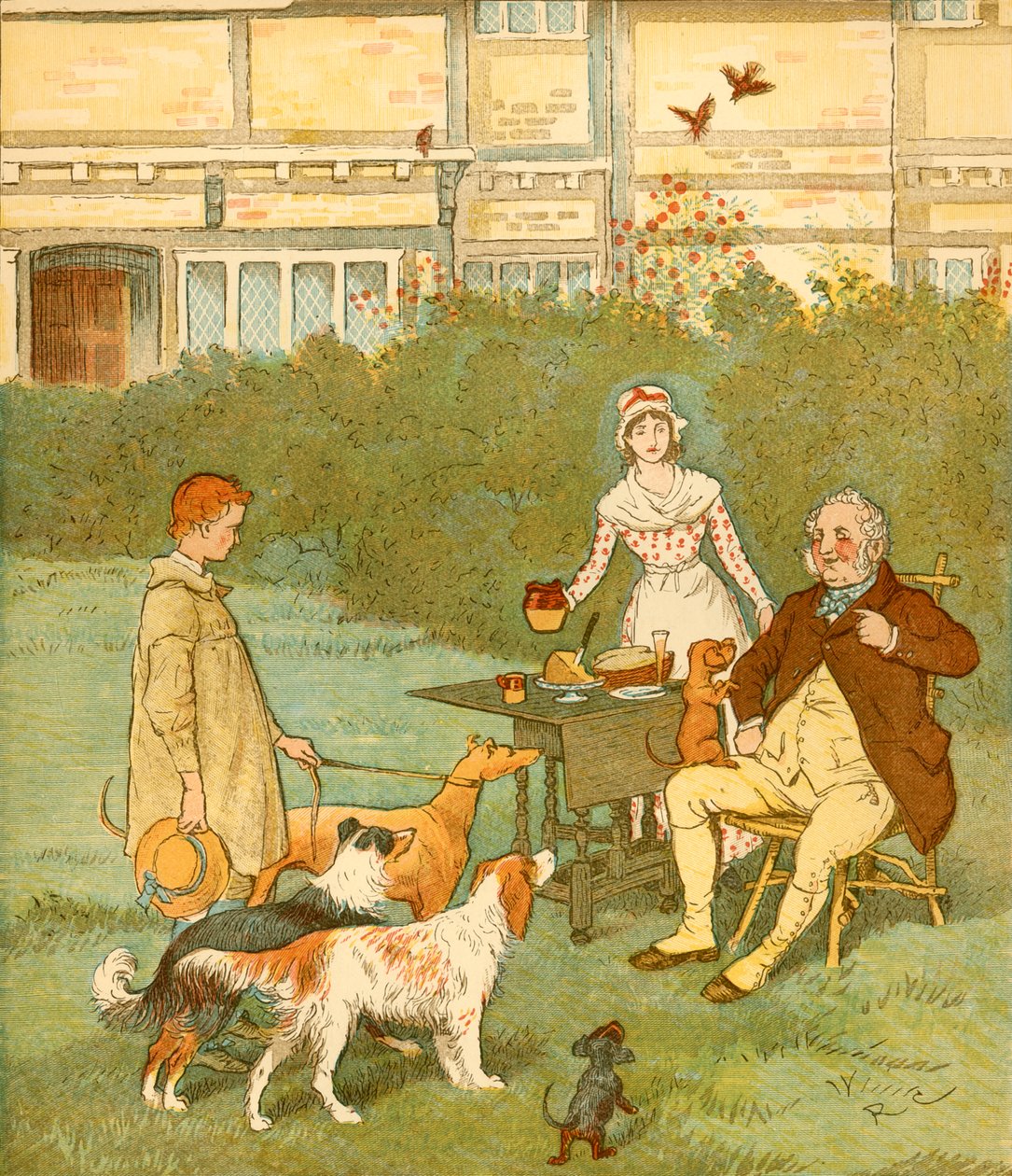 Der Bauernjunge mit den Hunden seines Meisters, ca. 1881 von Randolph Caldecott